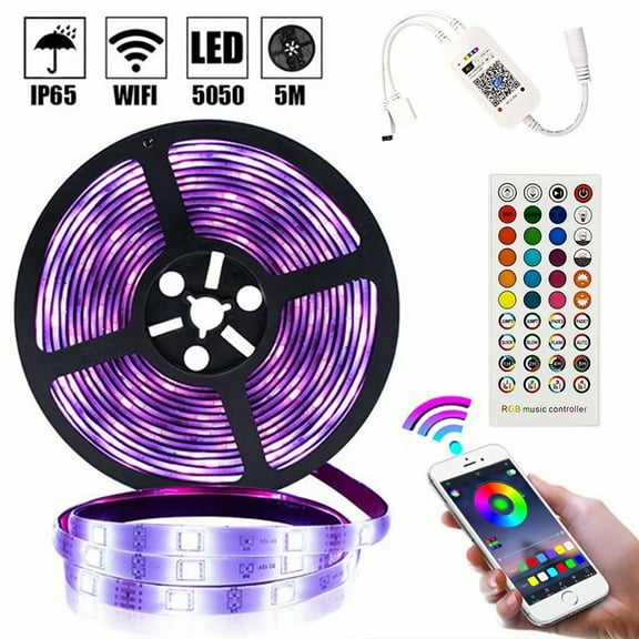 LED Lights 16.4 FT RGB Led Strip Lights for Bedroom Color Changing Room Decoracion DIY Color Option with Power Supply,Waterproof