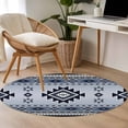 thumbnail image 4 of Round Rugs 3.3 Ft, Navy Blue Boho Non Slip Area Rugs for Kitchen Bedroom Entryway, Southwestern Geometric Vintage Abstract Art Washable Carpet Runner Rug Floor Mats for Bedroom Home Decor, 4 of 9