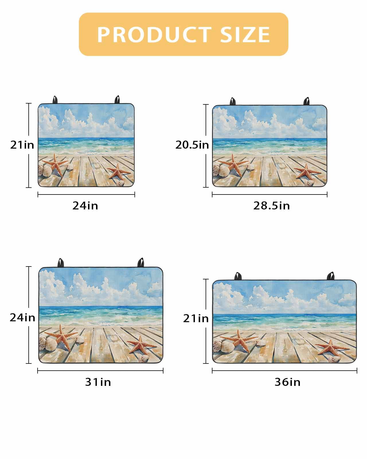 nqOlkjepod Large Induction Cooktop Protector Mat 24"x21", Summer Beach Stove Top Covers for Electric Stove, Coastal Starfish Seashells Ocean Blue Sky Stove Burner Cover Mats, Glass Top Stove Cover