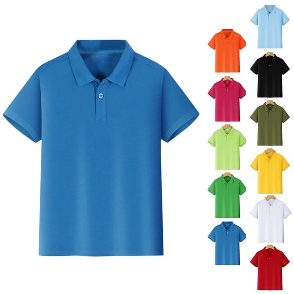 Bigetiay Kids Boys Girls Short Sleeve Polo Shirt Comfortable Breathable Athletic Shirts for Sports 10-12 Years