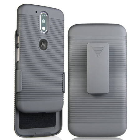 Cover Motorola Moto G MOTO G4 PLUS CLIP CASE HOLSTER, NAKEDCELLPHONE'S BLACK RIBBED HARD CASE COVER + BELT CLIP HOLSTER STAND FOR MOTOROLA MOTO G4, G4 PLUS, MOTO G 4th GENERATION (XT1622 XT1625 XT1644 XT1641 XT1642 XT1644) ()
