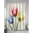 thumbnail image 5 of Shower Curtains Colorful Tulips Bath Curtain Vintage Linen Waterproof Bathroom Shower Curtain Set with Hooks Decoration 72 x 84 Inches, 5 of 7