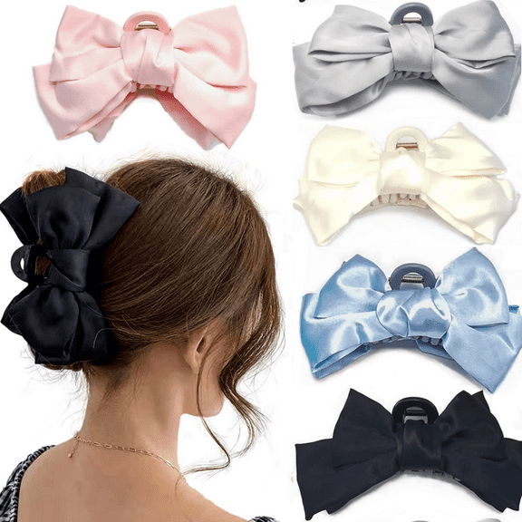 5 Pcs 5 Inch Large Bow Hair Claw Clips for Women Girl with Long Thick Hair 5 Color