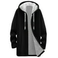 thumbnail image 4 of Women's Fleece Long Jackets Front Zip Hooded Drawstring Cardigan Thermal Casual Fall Winter Coat With Pockets (XXL, Black), 4 of 5