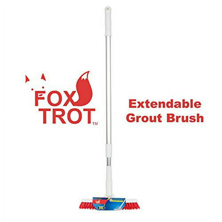 Long Handle Tile Grout Brush with V-Shaped Bristles,Crevice Floor Scrub  Brush 120°Rotatable Bathtub Clean Tool 9inches Wide 45 inches Long Bathroom