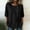 Black, variant on Women's Summer Washed Cotton Solid Color Crew Neck Tie Top, Loose 3/4 Sleeve Casual Lightweight Blouse Tee Red S