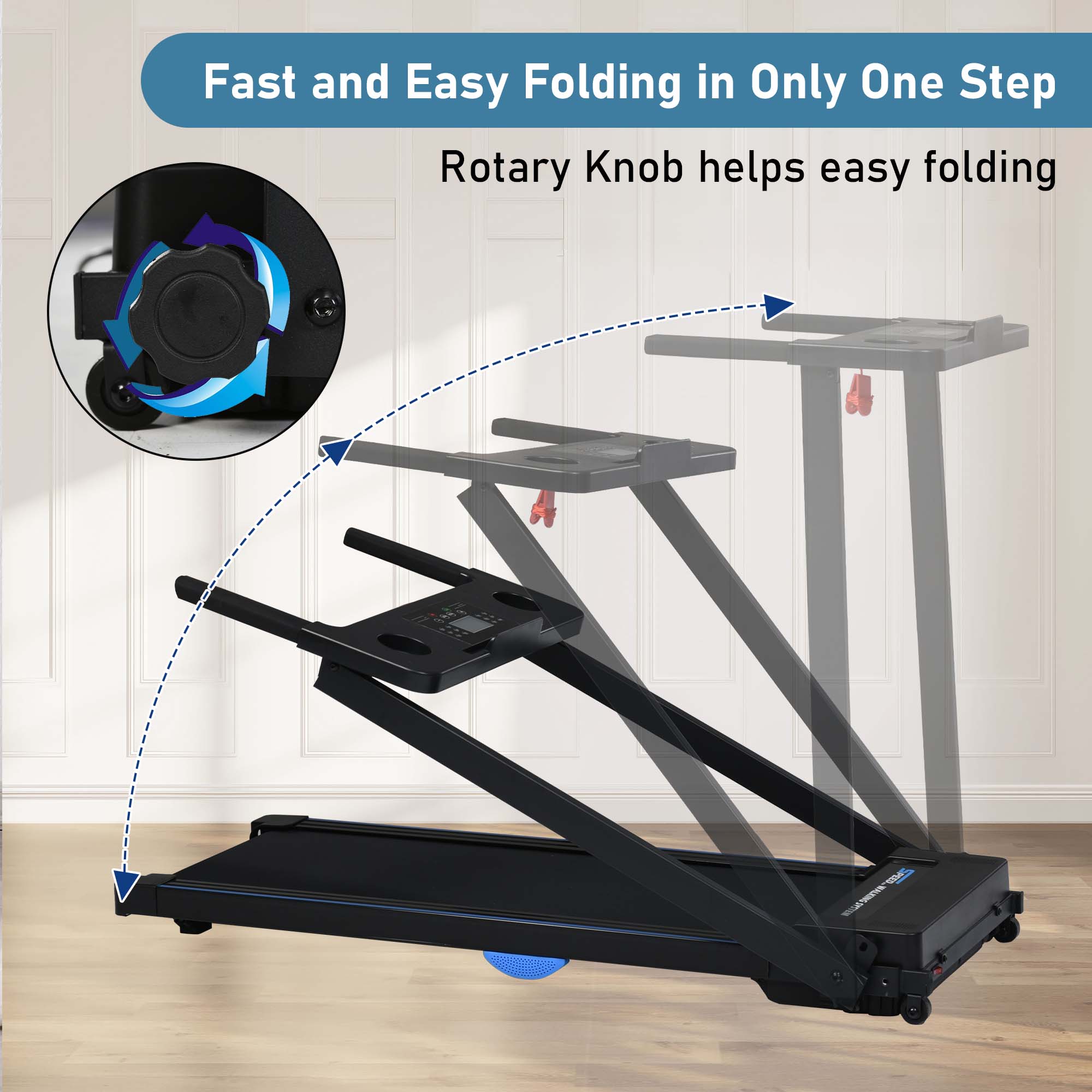 Aukfa Folding Treadmill, 2.5HP Compact Walking Treadmill with LCD Display, 265LB Capacity for Home Office