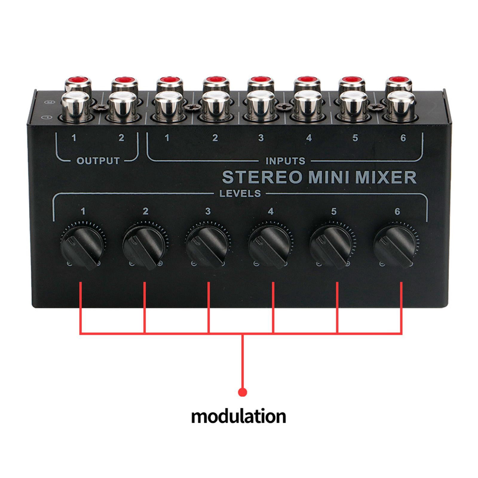 LeeQinersw 6 Channel Stereo Mixer Portable Compact Small Mixer for DJ Computer Karaoke Show