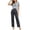 Blue, variant on Sleepwear Set for Women Mixed‑Print Notch Neck Short Sleeve Vertical Ribbed Bow Top and Elastic Waist Grid Long Pants Soft Stretchy Knit Loungewear Pajama Outfit