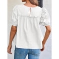 thumbnail image 2 of Summer Women Puffed Sleeve Tunic with A Waistband Casual T Shirt Loose Shirt, 2 of 5