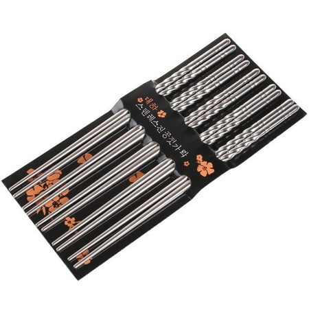 INTBUYING Metal Stainless Steel Chopsticks Spiral Threaded Chopsticks 10