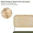 thumbnail image 4 of Natural Rattan Dining Chairs Set of 2, Modern Dining Room Chairs with Solid Wood Back for Kitchen Living Room, Linen Fabric Dining Room Chairs, 4 of 10