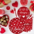 thumbnail image 4 of 96 Pieces Valentine’s Day Tableware Set – Red and White Disposable Plates, Napkins, and Forks with Heart and Love Designs for Valentine’s Parties Romantic Celebrations – Serves 24 Guests, 4 of 7