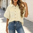 thumbnail image 7 of Aboser Womens Button Down Striped Shirts Trendy Puff Short Sleeve Tops Teacher Outfit for Women Loose Fitted Beach Vacation T Shirt Dressy Casual Blouses, 7 of 7