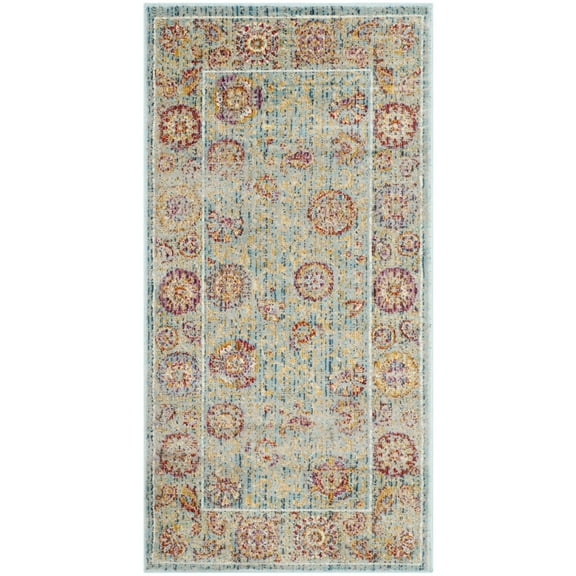 SAFAVIEH Sevilla Aindreas Border Area Rug, Light Blue/Multi, 2'2" x 4'