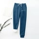 thumbnail image 3 of Pantalones Gibobby para Mujer de terciopelo sólido con bolsillos cintura alta L, 3 of 4