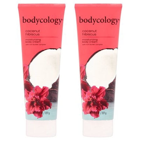 (2 pack) (2 Pack) Bodycology Coconut Hibiscus Moisturizing Body Cream, 8 oz