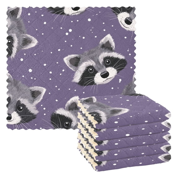 6 Pieces of Kitchen Towels 11x11Inch Kitchen Dish Cloths Kitchen Dish Towels Reuseable Cleaning Cloths Gray Raccoon