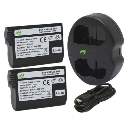 Replacement for Nikon Z6III Battery (2-Pack 2000mAh) and Dual Charger