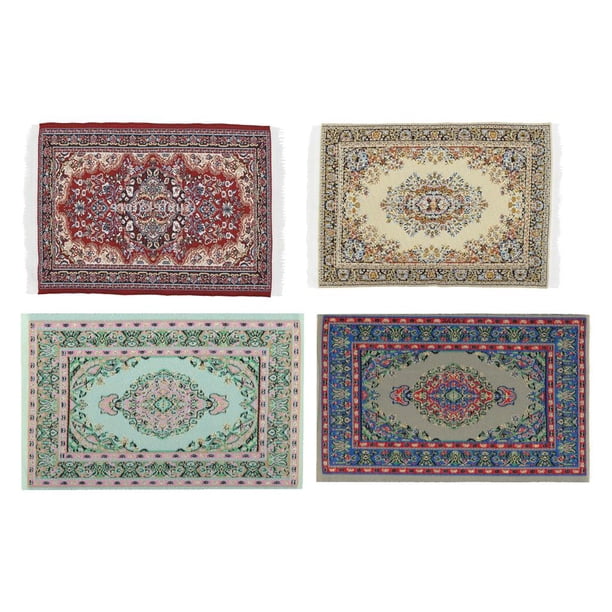 Alfombras De De 4 Piezas Para Muebles De - Alfombra De Tejida En Miniatura - Decoración De Piso Tejida