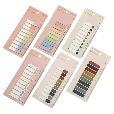 

6 Pack 1200 Pieces with Ruler Writable Repositionable Bible Index Tabs Page Book Markers Files Classify
