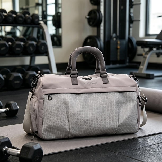 Bolsa de lona de viaje, bolsas de gimnasio, bolsa deportiva multiusos, impermeable, gran capacidad para Gris