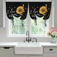 thumbnail image 5 of Sunflower Flower Tie Up Curtain 45 Inches Long, You Are My Sunshine Bee Spring Plant Black Balloon Style Kitchen Window Curtain Over Sink, Small Window Rod Pocket Curtain 34"x45", 5 of 9