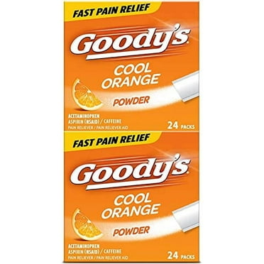 Goody's Extra Strength Headache Powder, Cool Orange Flavor Dissolve Packs, 24 Individual Packets, 2 Pack