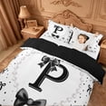 thumbnail image 3 of meiyoeat Black Cute Bow Twin Duvet Cover For Girls,Kawaii Bowknot Monogrammed P Twin Bedding For Kids,Black Reversible,2 Pieces(No Comforter), 3 of 6
