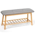 thumbnail image 1 of Costway Upholstered Shoe Bench Seat 1-Tier Storage Rack  35.5''L, 1 of 10