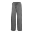thumbnail image 5 of QHFBli Womens Pleated Wide Leg Palazzo Pants with Drawstring Casual Trousers, 5 of 5