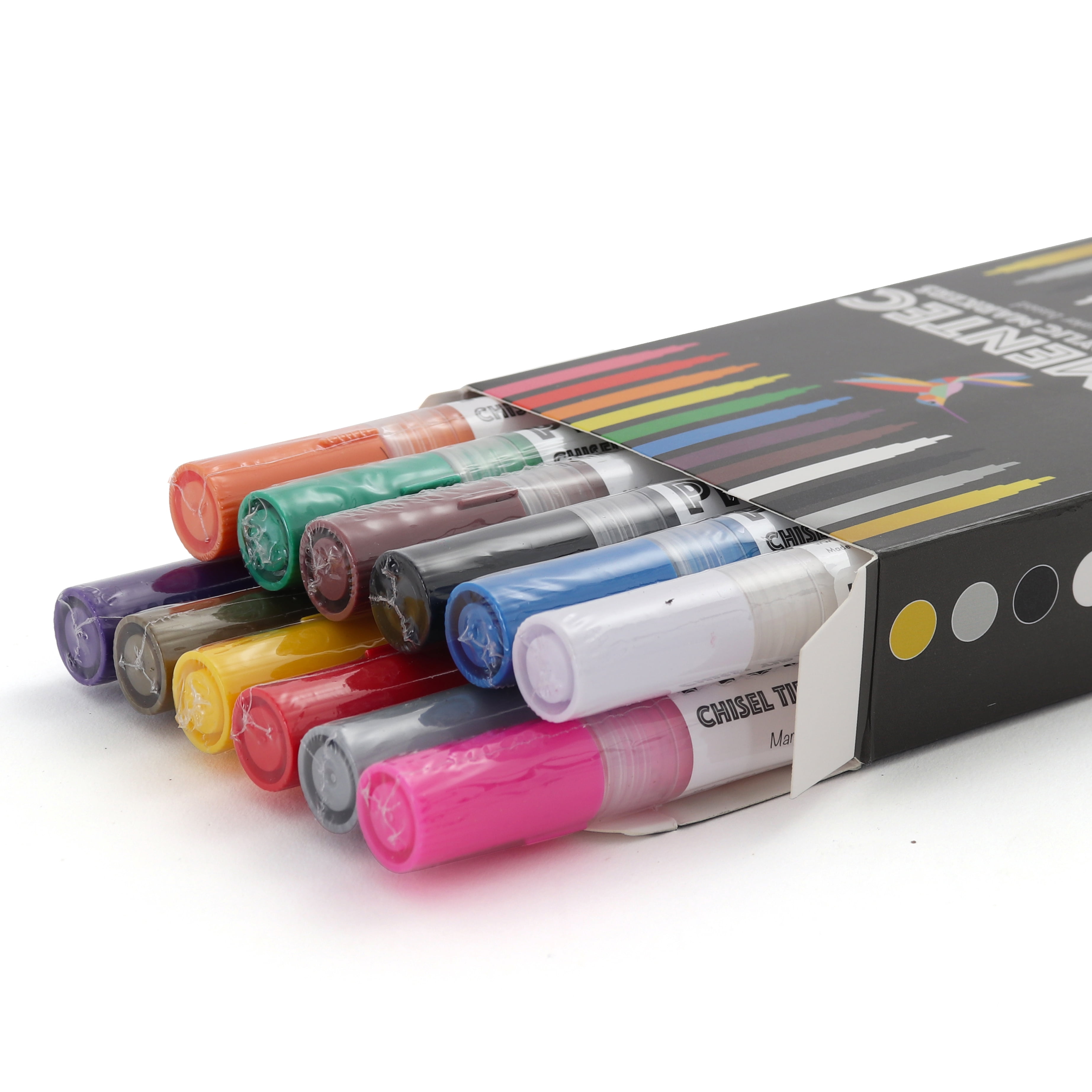 Milltown Merchants - Chisel Tip Acrylic Paint Markers - Set of 12 - Quick Dry Waterproof Paint Supplies - 4-Pack