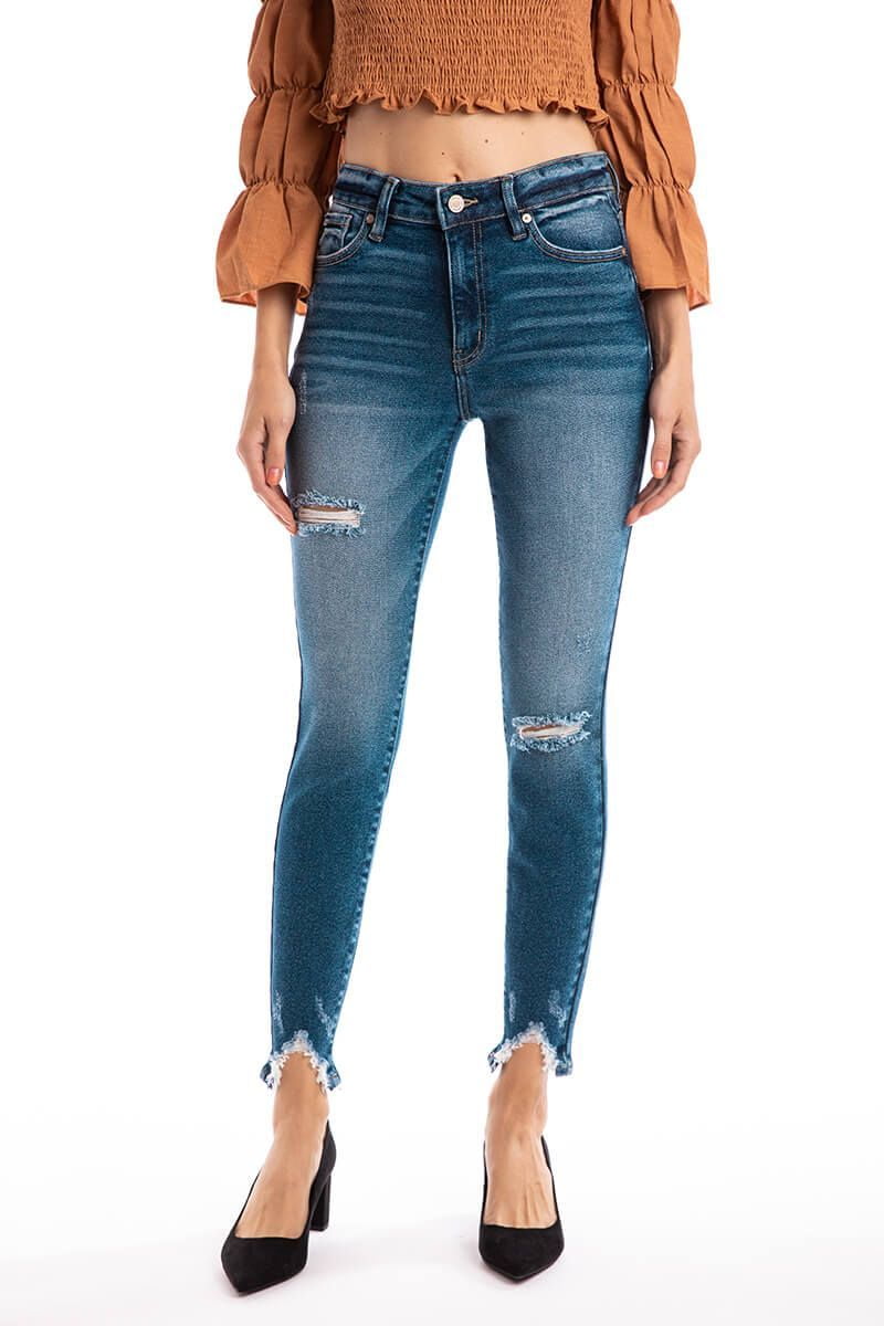 KANCAN GEMMA HIGH RISE HEM ANKLE SKINNY 