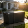 thumbnail image 5 of PATIOEASY 100 Gallon Lockable Resin Deck Box, Waterproof&Outdoor Toys Storage Box for Outdoor Cushion Storage and Outdoor Delivery Storage, Stylish Outdoor Bench-Black, 5 of 7
