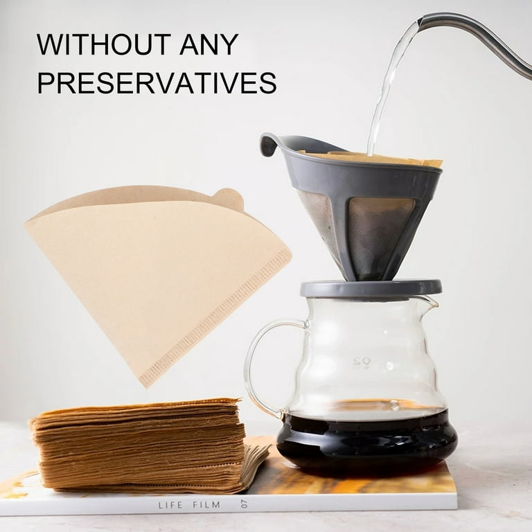 100PCS V60 Coffee Filters Unbleached Natural Brown 1 2 Cups Disposable Coffee Paper Filters Compatible Cone Shaped Pour Over Coffee Filter and Drip Coffee Maker A Walmart