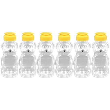 

6Pcs Portable Drinking Bottle Bear Shape Beverage Bottle Kids Bottle Transparent