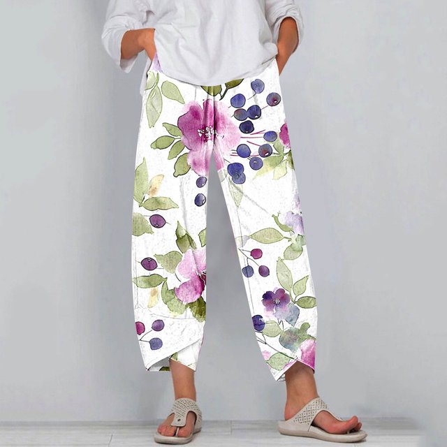 Qiopertar Capris d'Été Confortables pour Femmes, Mode Imprimée, Livraison Gratuite à Moins de 5$, jusqu'à 90 % de Réduction