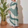 thumbnail image 5 of Large Size Abstract Green Cream Wave Art Long Sleeved Dress Women Dress for Parties Elegant Chic Evening Dresses, 5 of 7