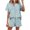 Blue, variant on AOOCHASLIY Clearance Trendy Women Tops Fashion Women's Casual Print Short Sleeve Button Tops Nightwear Shorts Sleepwear Sets