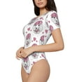 thumbnail image 2 of Daiia Cute Poodle Dog print Women's Crew Neck Short Sleeve Bodysuit Fashion Tops Fit Casual Basic Extender Bodysuit-Large, 2 of 9