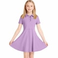 thumbnail image 5 of Xaqiouau Girls Collared Dress Short Sleeve Button Front A Line Summer Dresses With Pockets Casual Tennis Golf School Uniform Style, 5 of 9