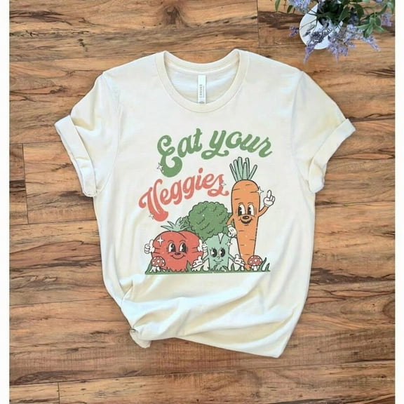 Eat Your Veggies Retro Graphic Shirt | Vegan Shirt | Farmers Market Vegetable Shirt
