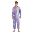 thumbnail image 2 of 1 Piece Adult Onesie Pajamas Cozy & Loose-Fit Sleepsuit Loungewear with Pockets Pink and Blue Marble Texture X-Small, 2 of 7