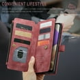 thumbnail image 4 of for Samsung Galaxy A32 5G Case, Wallet Case with Card Holder Kickstand Magnetic Zipper Pocket Lanyard Strap Wristlet,Leather Flip Case Wallet for Samsung Galaxy A32 5G 6.5 Inch,Red, 4 of 6