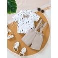 thumbnail image 2 of PureChapter Baby Boys' Clothing Sets Boys Summer Outfits Palm Tree & Surfboard Print Short Sleeve Bow Tie Shirt & Suspender Shorts 2-Piece, 2 of 9