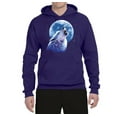 thumbnail image 2 of Wolf Howling at the Moon | Mens Animal Lover Hooded Sweatshirt Graphic Hoodie, Purple, Large, 2 of 3