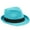 Turquoise, variant on Unisex's Short Roll Up Brim Straw Fedora Hat Trilby Cuban Panama Summer Beach