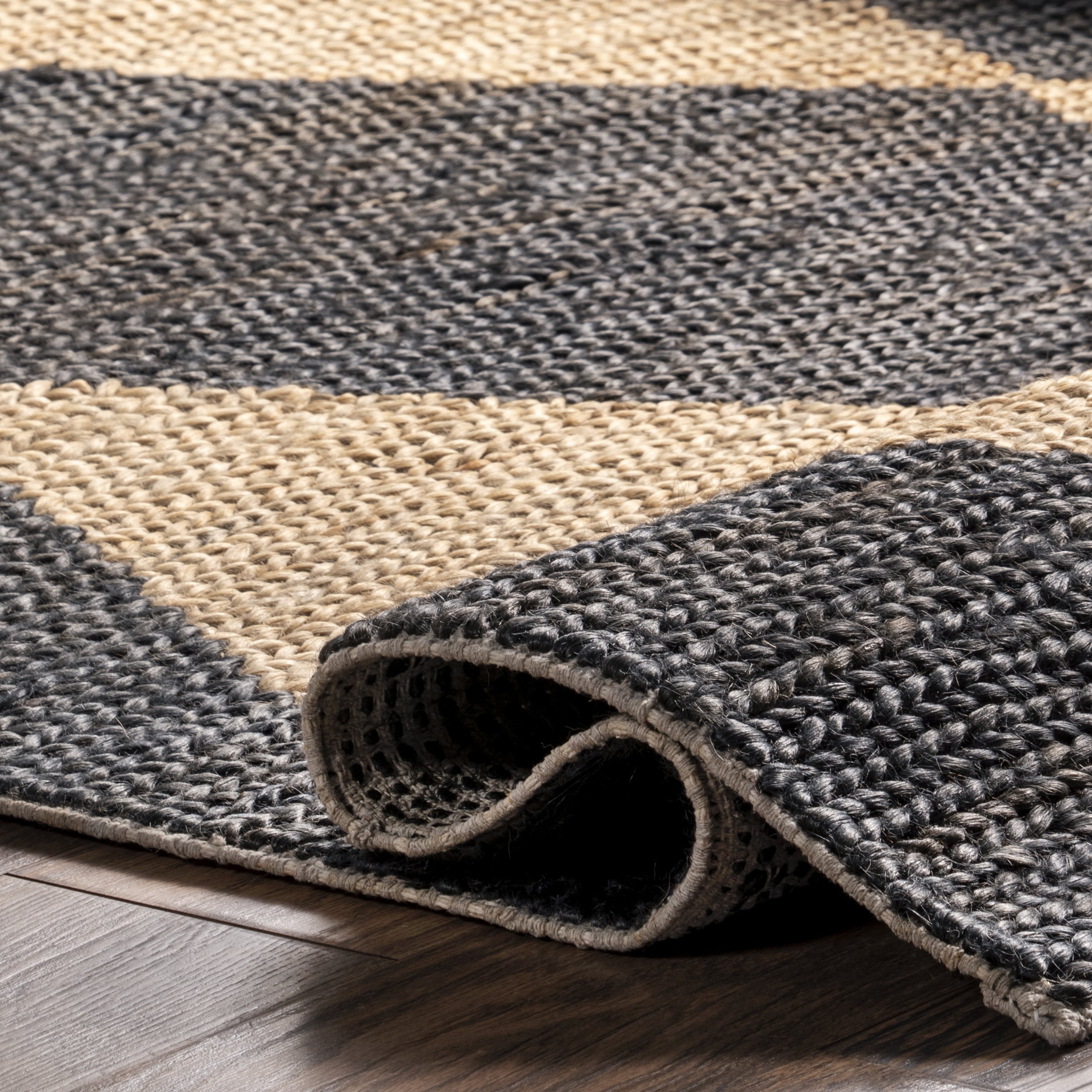 nuLOOM Linnie Bold Diamond Jute Area Rug, 5' x 8', Charcoal