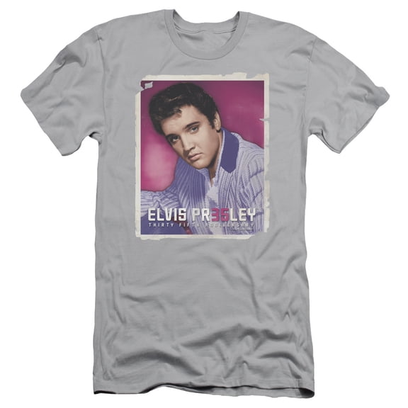 Elvis Presley 35 Jacket S/S Adult 30/1 T-Shirt Silver