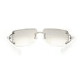 thumbnail image 2 of Womens Rhinestone Jewel Rimless Rectangle Designer Fashion Sunglasses Silver White Clear, 2 of 4